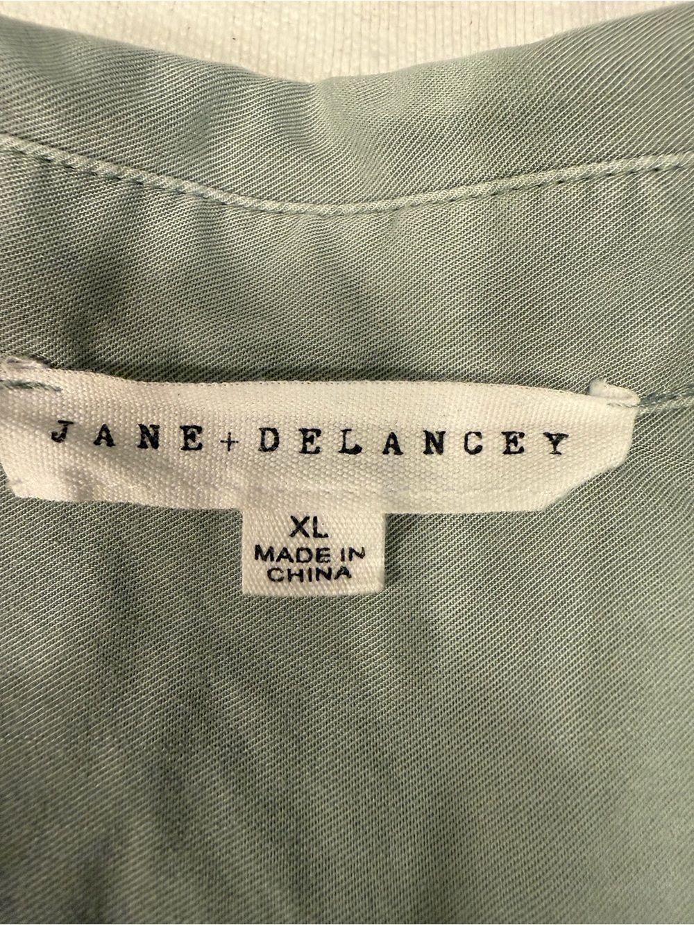 Jane and Delancey Relaxed Rayon and Tencel Blend Button-Down Shirt in Sage - Picture 4 of 9